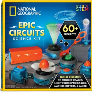 National Geographic Circuit Maker Electronics Science Kit – 60 Hands-On STEM Projects for Kids, Build Real Electrical Circuits, Educational STEM Activity for Learning Electricity & Engineering Skills