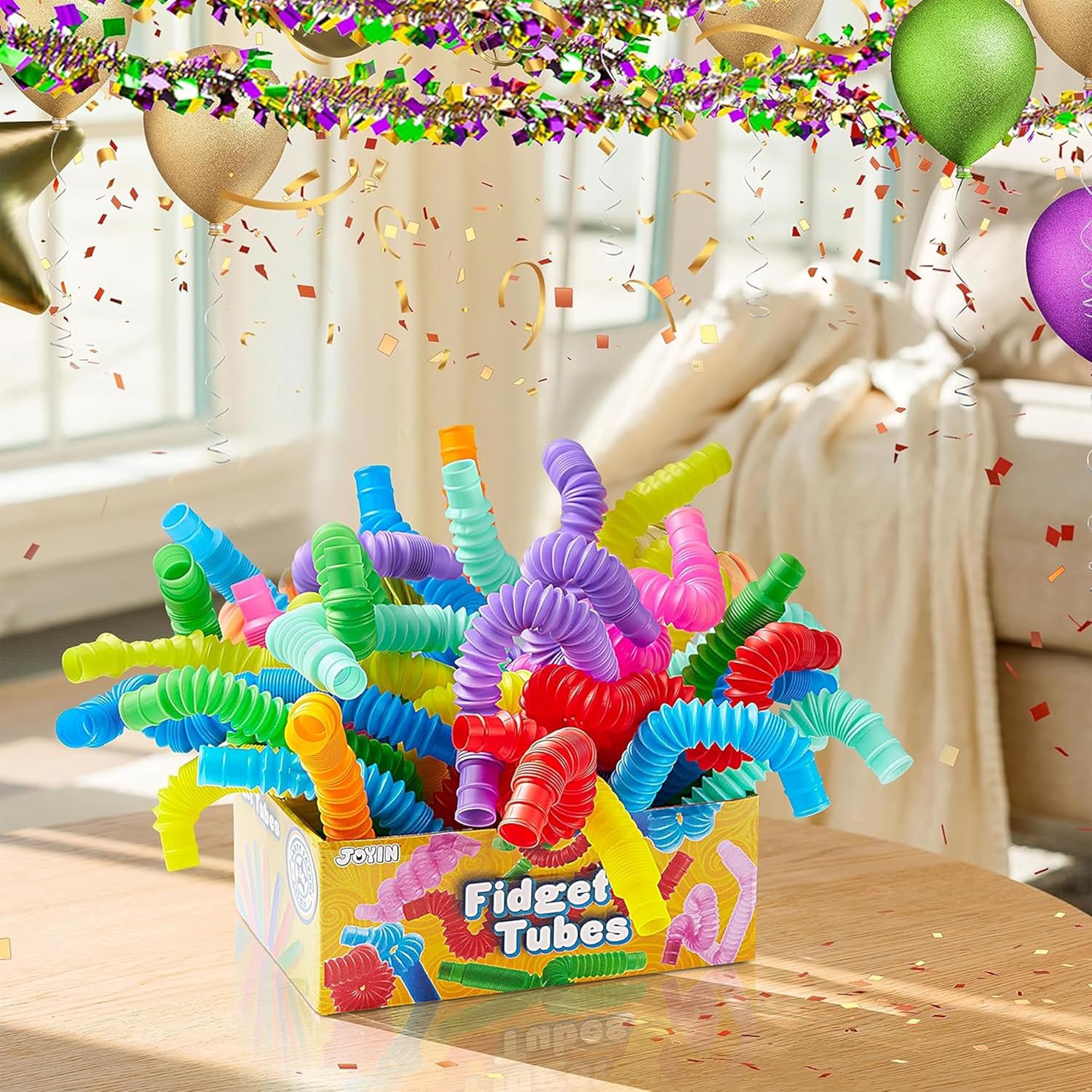 JOYIN 18 Pack Pop Tubes, Sensory Toys (Small) Fidget Toys Party Favors - 9 Colors, Creativity Learning & Fun for Kids - Perfect for Prizes Goodie Bags, Classroom School Reward - Image 6