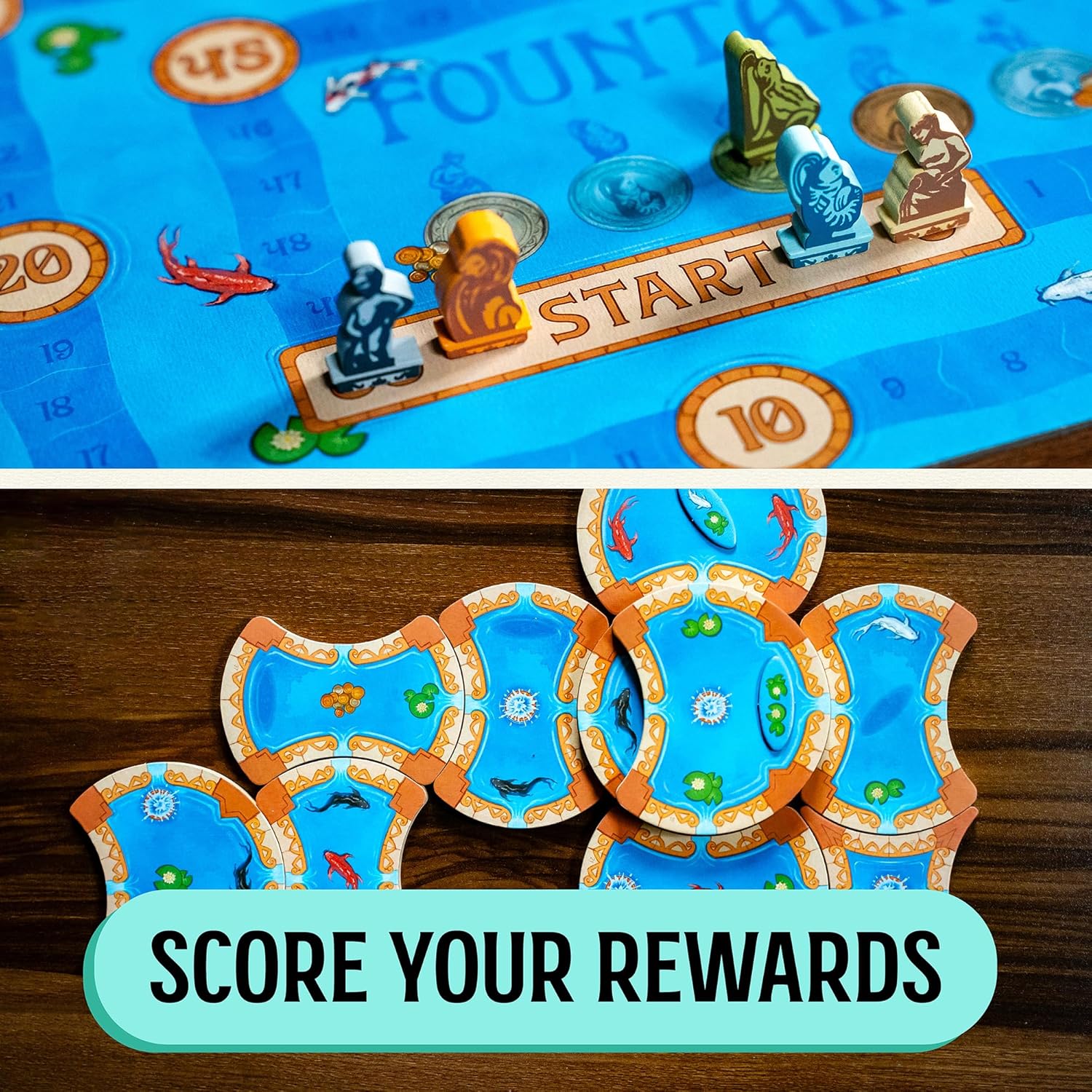 Fountains Board Game, Competitive Tile-Laying Strategy Game, Stunning Art Nouveau Aesthetic, 1-5 Players, Unique 3D Stacking & Drafting, Family & Gamer-Friendly, Ages 10+, 30-45+ Min Play Time - Image 5