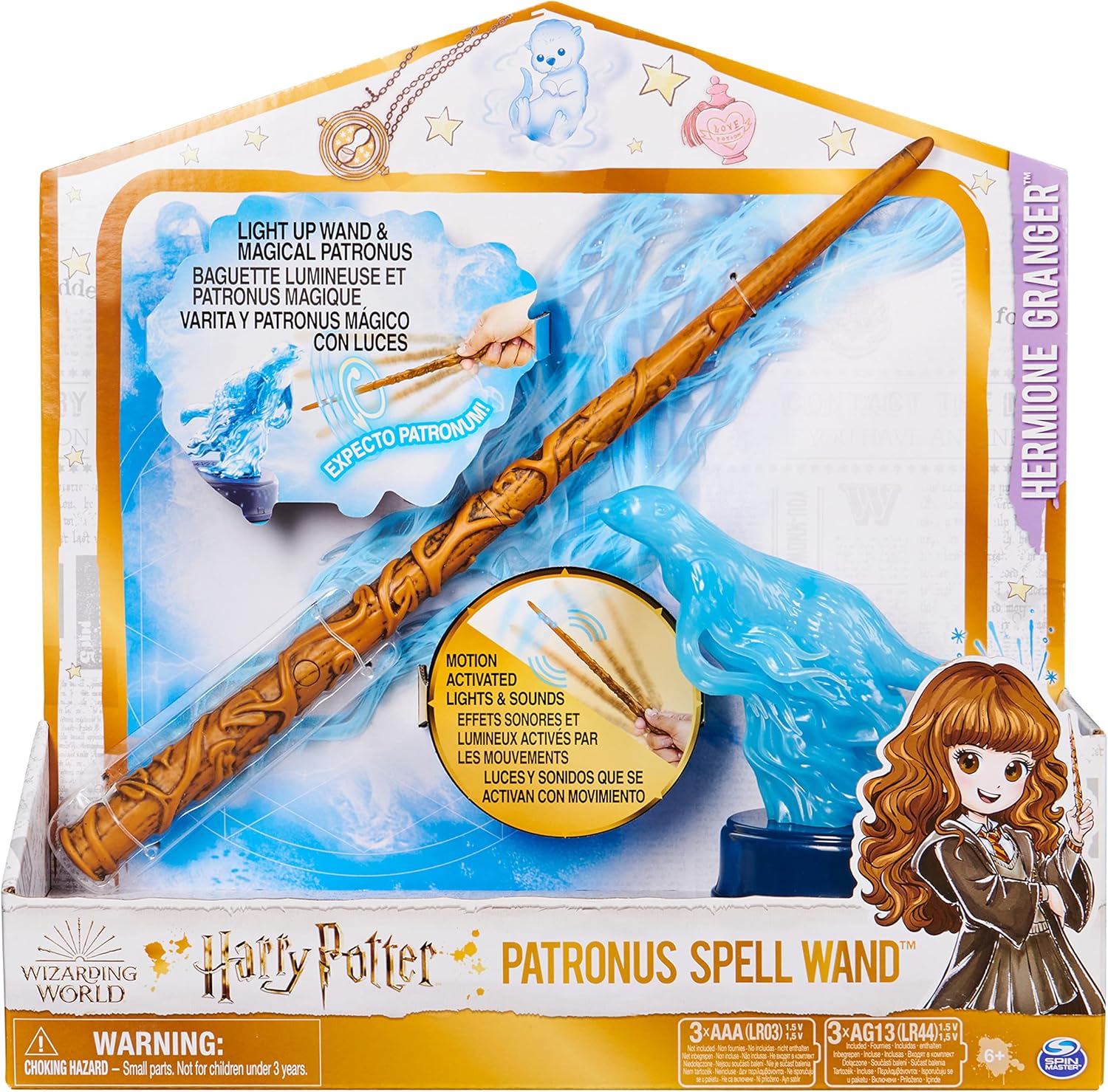 Wizarding World Harry Potter, 13-inch Hermione Granger Patronus Spell Wand with Otter Figure, Lights and Sounds, Kids Toys for Ages 6 and up - Image 8