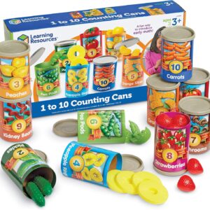 Learning Resources One to Ten Counting Cans – 65 Pieces, Ages 3+, Toddler Activities, Preschool Pretend Play, Supermarket Food Toys