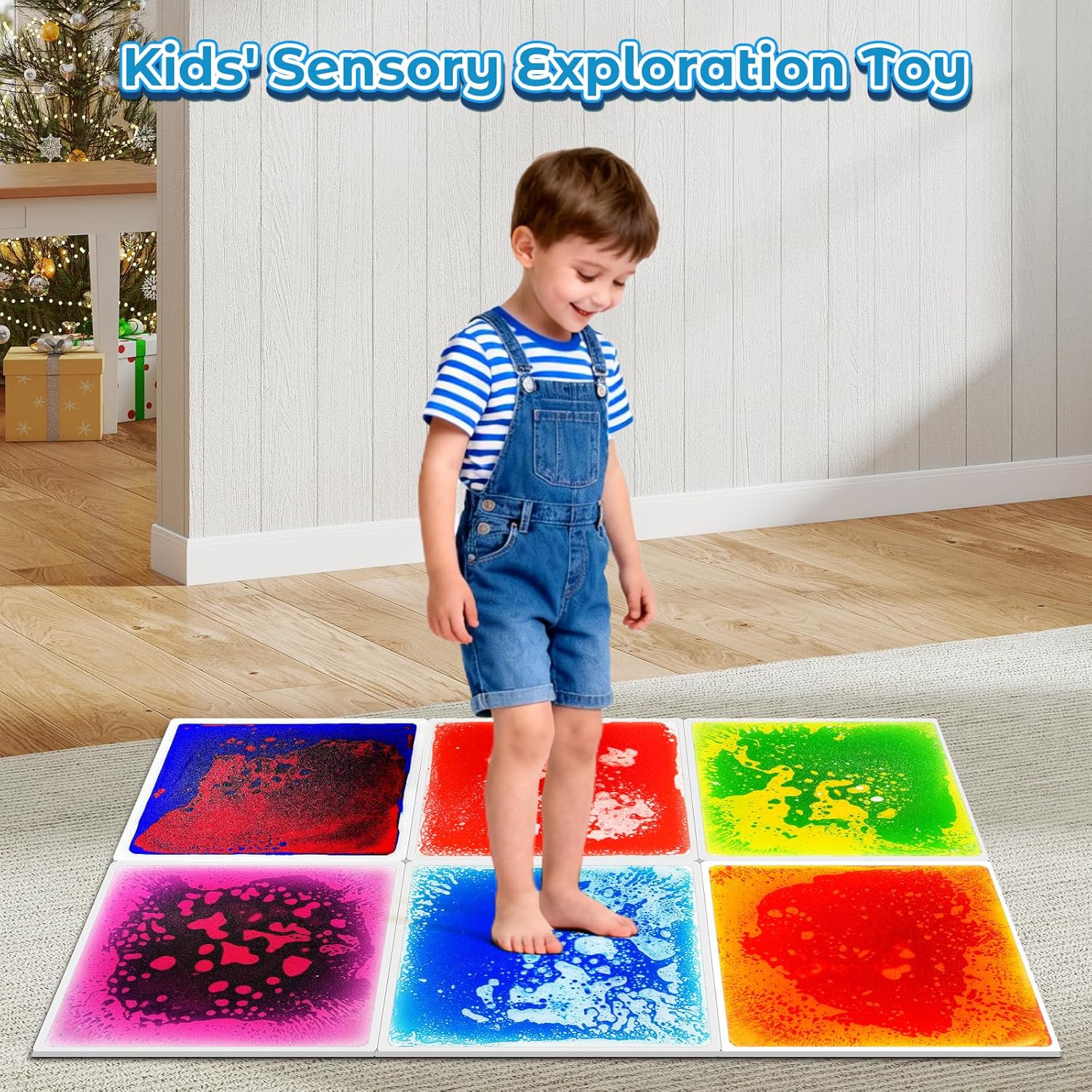 Toddler Sensory Liquid Floor Mats - 6-Piece Liquid Play Mat Pack, 12" x 12" Square Sensory Puzzle Mats for Autism, Lava Brick Dance Step Mats, Montessori Gross Motion Toys for Preschool Classrooms - Image 7