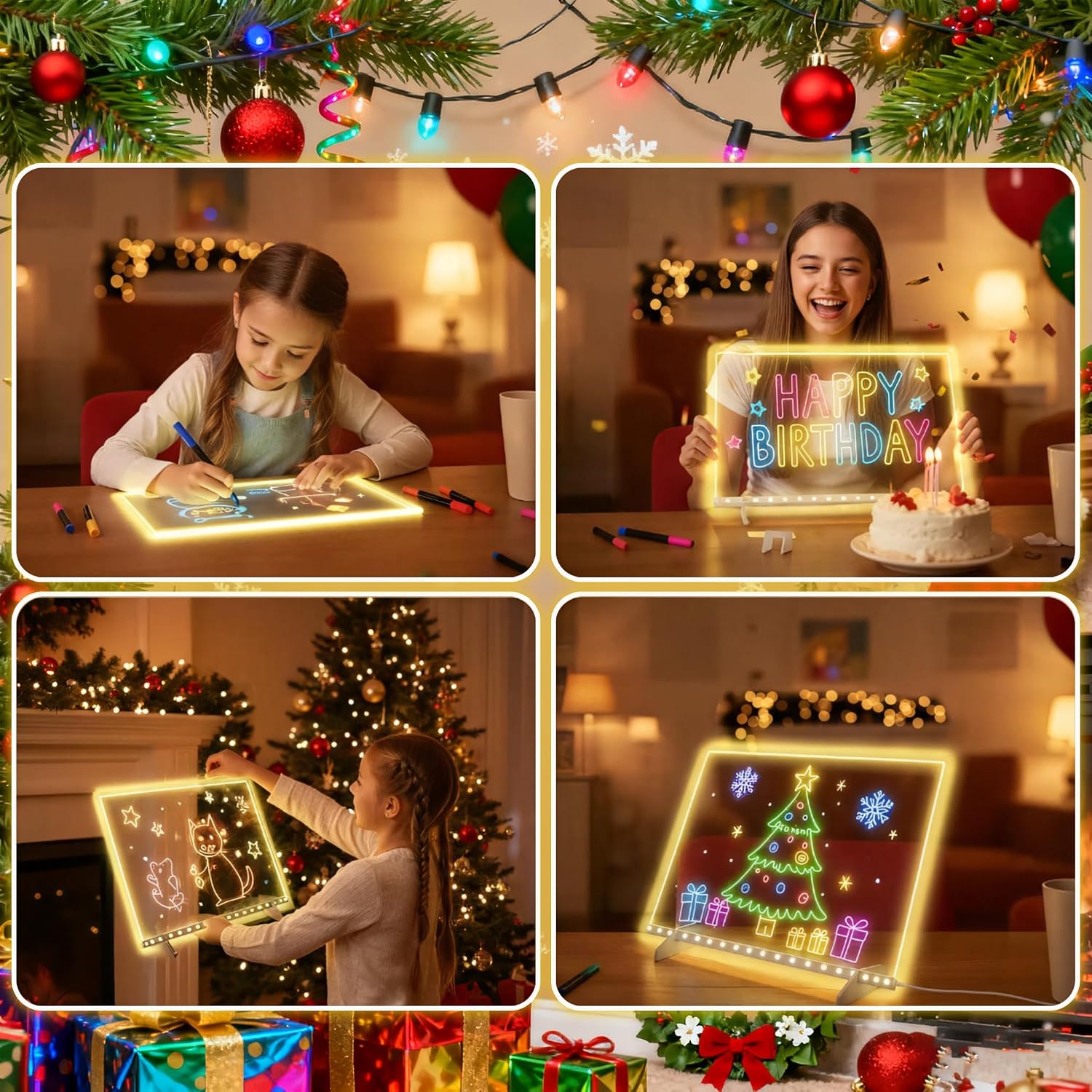 Led Note Board with Colors,Acrylic Dry Erase Board with Light,Acrylics Light Up Drawing Board,Rewritable Led Acrylic Drawing Board with 7 Color Markers(A-13.8 inch x 9.8 inch) - Image 7