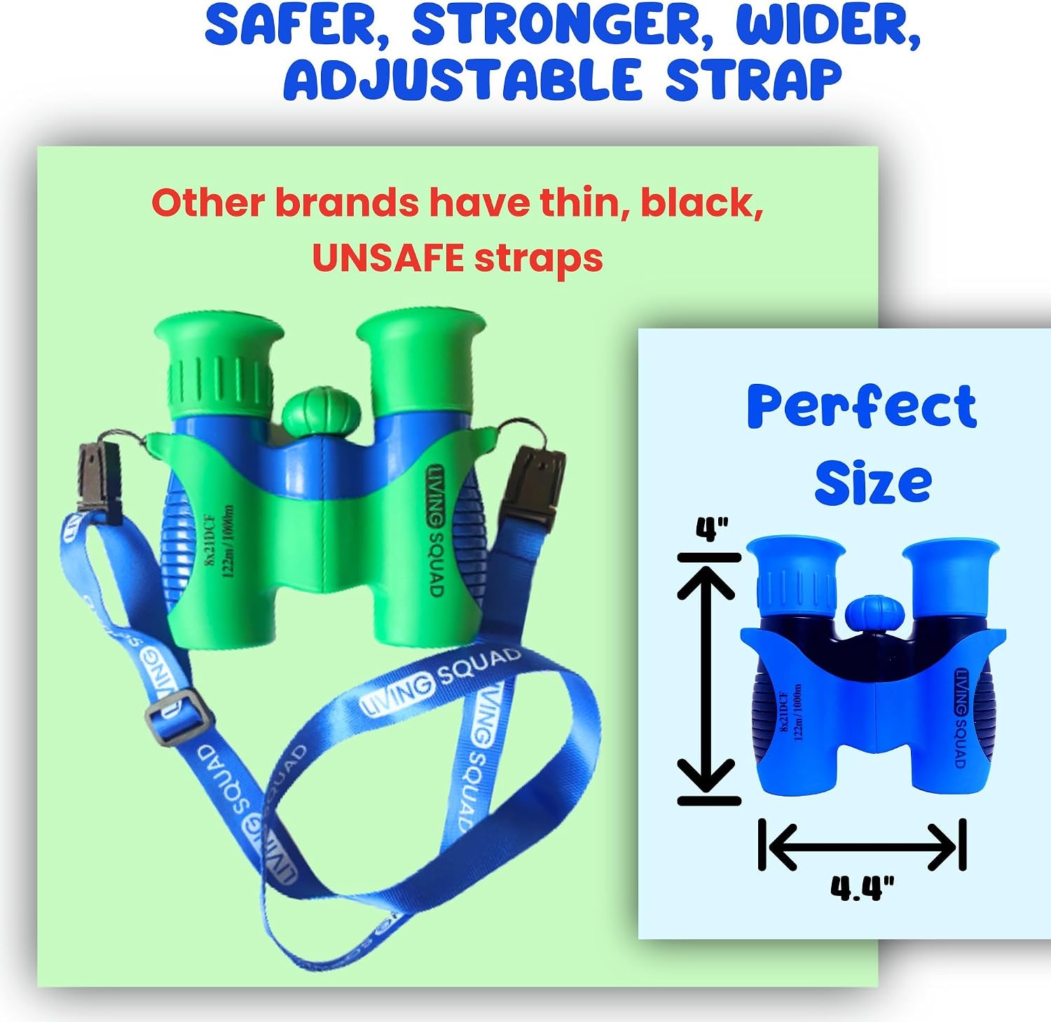 Kids Binoculars Turquoise 8x21 Shockproof Set Ages 3–12 with Case, Neck Strap, Compass & Carabiner | High Resolution Optics for Outdoor Adventures, Bird Watching & Hiking for Boys - Image 8