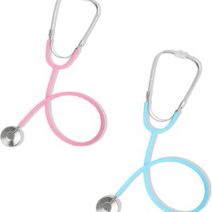 Phobby Kids Stethoscope Toy, 2 Pack Real Working Stethoscope Toy for Toddler 3 4 5, Doctor Play Set for Role Play, Medical Pretend Playset for Boys Girls Birthday Gift (Blue and Pink)
