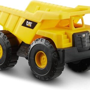 CAT Construction Toys, Construction Fleet 10″ Dump Truck Toy – Heavy‑Duty Plastic, Working Tilting Bed & Free‑Rolling Wheels, Indoor/Outdoor Sandbox Truck for Toddlers & Kids Ages 2-6