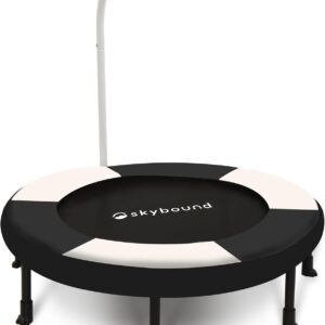 SkyBound 36 Inch Indoor Trampoline for Kids – Kids Trampoline Indoor with Handle – Toddler Trampoline with Upgraded 2.0mm Steel Pipe and Handlebar – Mini Indoor Trampoline for Kids Age 3 and Above