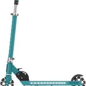 Jetson Jupiter Kids 2-Wheel Light-Up Kick Scooter, LED Lights on Handlebar, Stem, Wheels & Deck, Adjustable Handlebar, Rear Brake, Easy-Folding Mechanism, Ages 5+