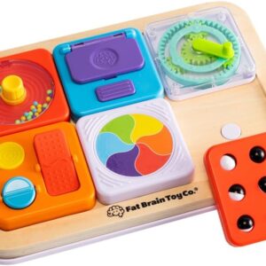 Fat Brain Toys PlayTab Essentials, Modular Sensory Activity Board, Busy Board for Toddlers and Babies Ages 12 Months+