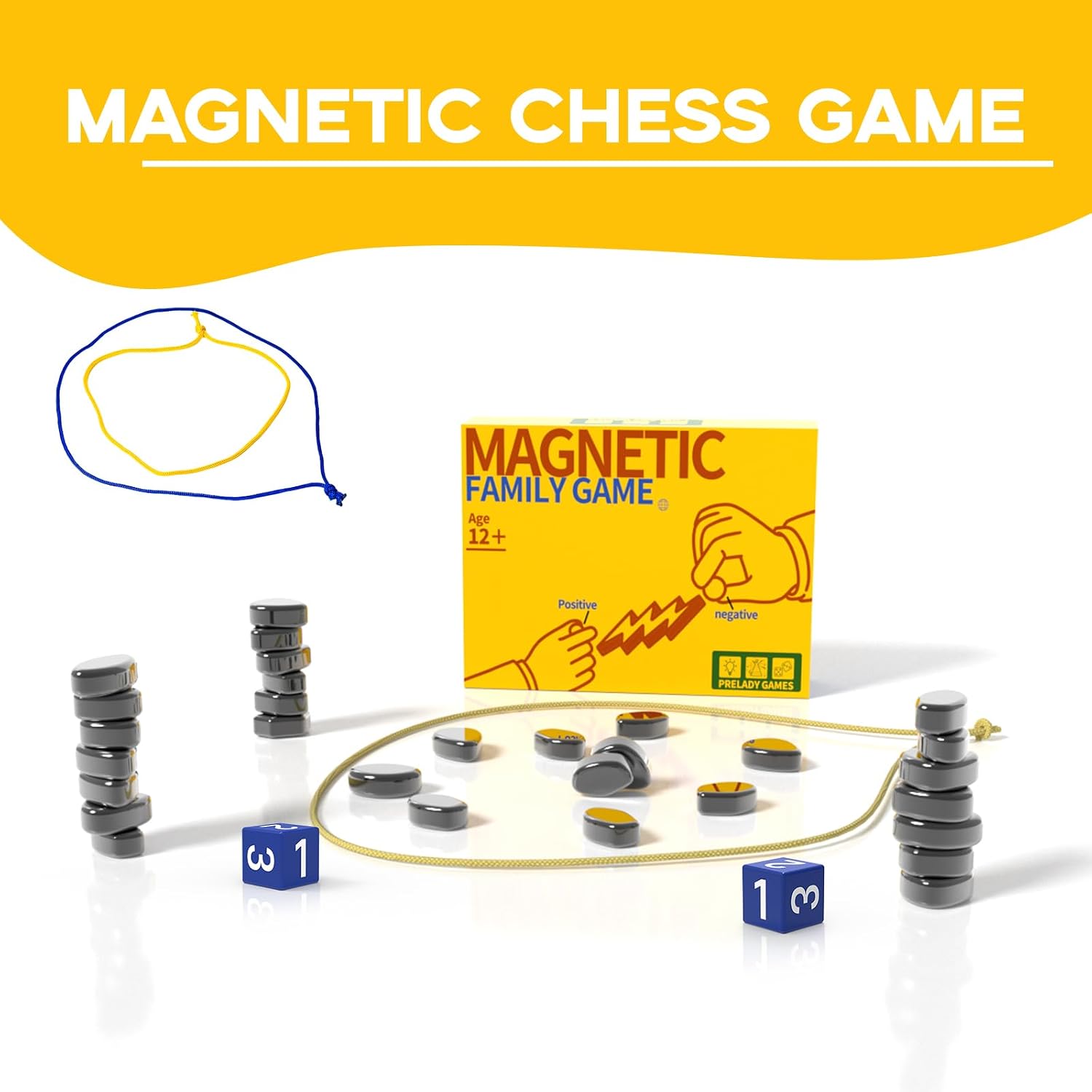 Magnetic Chess Game with 30 Stones & Rocks Set – Fun Strategy Game with String Rope, Includes Extra Magnets for Increased Difficulty, Perfect for Game Nights & Parties, Age 12+ - Image 6