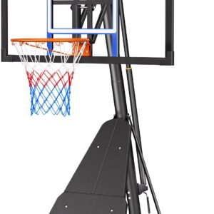Asbest Adjustable Basketball Hoop Outdoor 10FT with 44/48 Inch Backboard, Portable Basketball Hoops & Goals Outdoor with Stepless Crank, for Youth Adults Kids