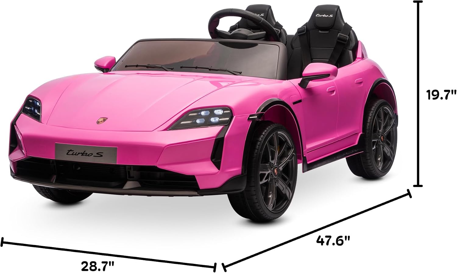 Kidzone 2 Seater Ride on Car for Kids Ages 37-96 Months, 12V Battery Powered Electric Sports Car Toy with Parent Remote Control, LED Headlights, FM & Bluetooth, Dual Driving Modes, Pink - Image 7