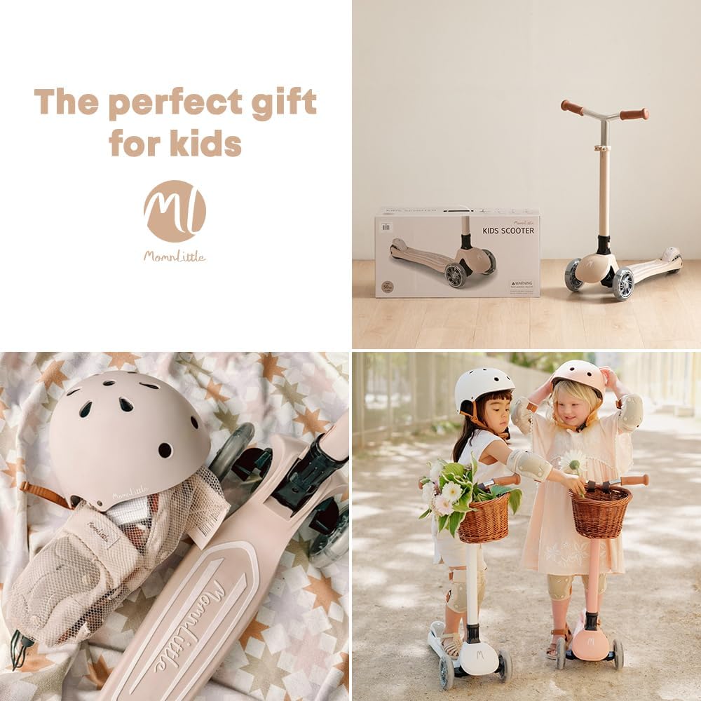 MomnLittle 3 Wheel Toddler Scooter for Kids Ages 3-10, Foldable Scooter with LED Light-Up Wheels, Lean-to-Steer Design, Mini Basket & 4 Adjustable Heights, Scooter for Boys and Girls - Image 6