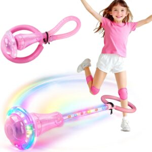 Dolanus Skip Toys for 5-12 Year Old Kids, Girls Birthday Gifts for Age 5 6 7 8 9 10 11 12, Outdoor Outside Sports Games, Girls Toys Age 6-8 8-13, Portable Colorful Flash Wheel Swing Ball (Pink)