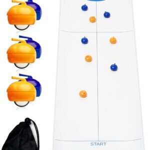 Elite Sportz Equipment Curling Game – Tabletop Games for Adults, Kids & Families – 4 Ft x 1 Ft Mat for Indoor Fun w/Bonus Travel Bag – Ages 6 & Up