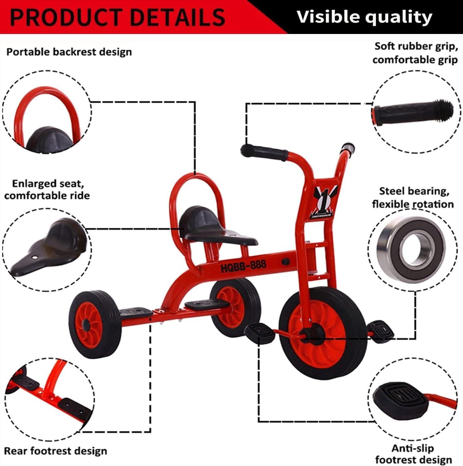 Kids Tricycle for Preschool Playground, Daycare Toddler Trike, Toddler Bikes for Riders Ages 2+, Outdoor Playground Equipment Tricycles - Image 3