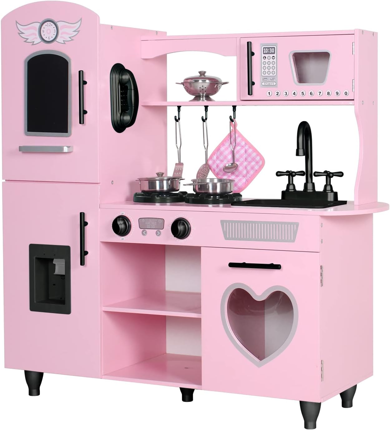 TaoHFE Play Kitchen, Pink Kids Kitchen Set for Girls Kitchen Set for Kids Ages 6-8 Gift Toddler Kitchen Set for Kid Age 3+ Kitchen Playset with Lights & Sounds Wooden Toy Kitchen Playset Gift - Image 9