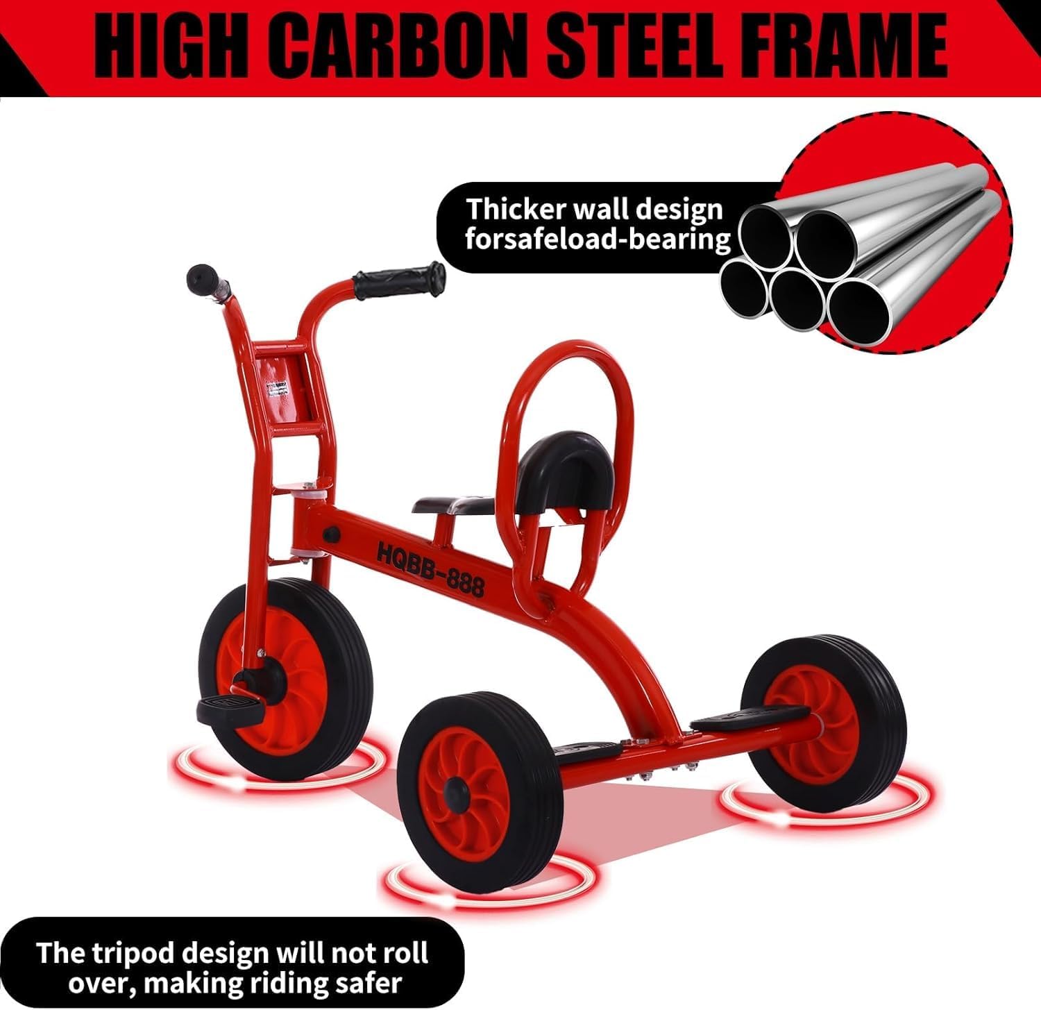 Kids Tricycle for Preschool Playground, Daycare Toddler Trike, Toddler Bikes for Riders Ages 2+, Outdoor Playground Equipment Tricycles - Image 4