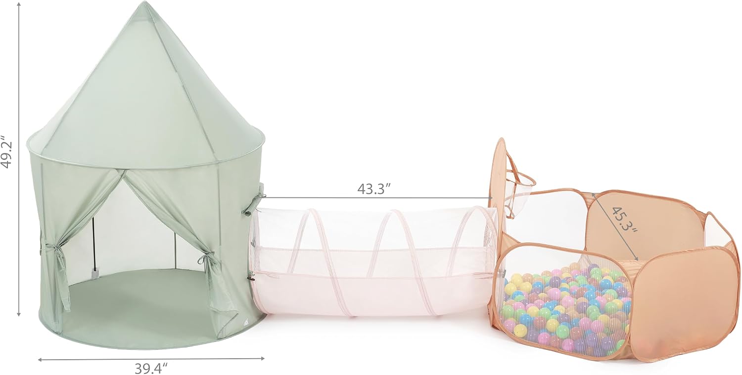 UTEX Kids Play Tent with Tunnel, 3 in 1 Pop Up Play Tent with Ball Pit, Play Crawl Tunnel for Toddler, Boys, Girls, Indoor& Outdoor Play House - Image 9