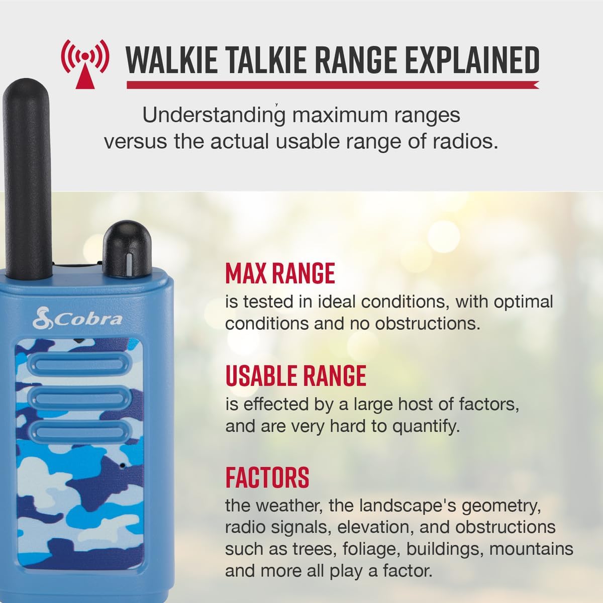 Cobra HE150 B - Kid Friendly Walkie Talkies - 16-Mile Range, 2 Channels Two-Way Radio Set, Blue (2-Pack) - Image 2