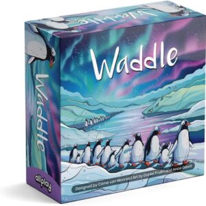 Allplay Waddle Board Game for Adults and Families – Connect Groups of Penguins to Claim The Most Fish – 1-Minute to Teach in A Small Box – 15 Min 2-5 Players Ages 7+