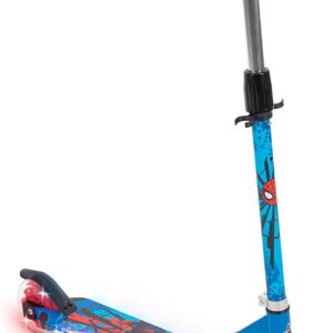Huffy Light Up Inline Scooter for Kids, 2 Wheel Kick Scooter with LED Lights and Rear Brake, Foldable, Adjustable Handlebar on Select Models, Durable Frame, Licensed Character Graphics