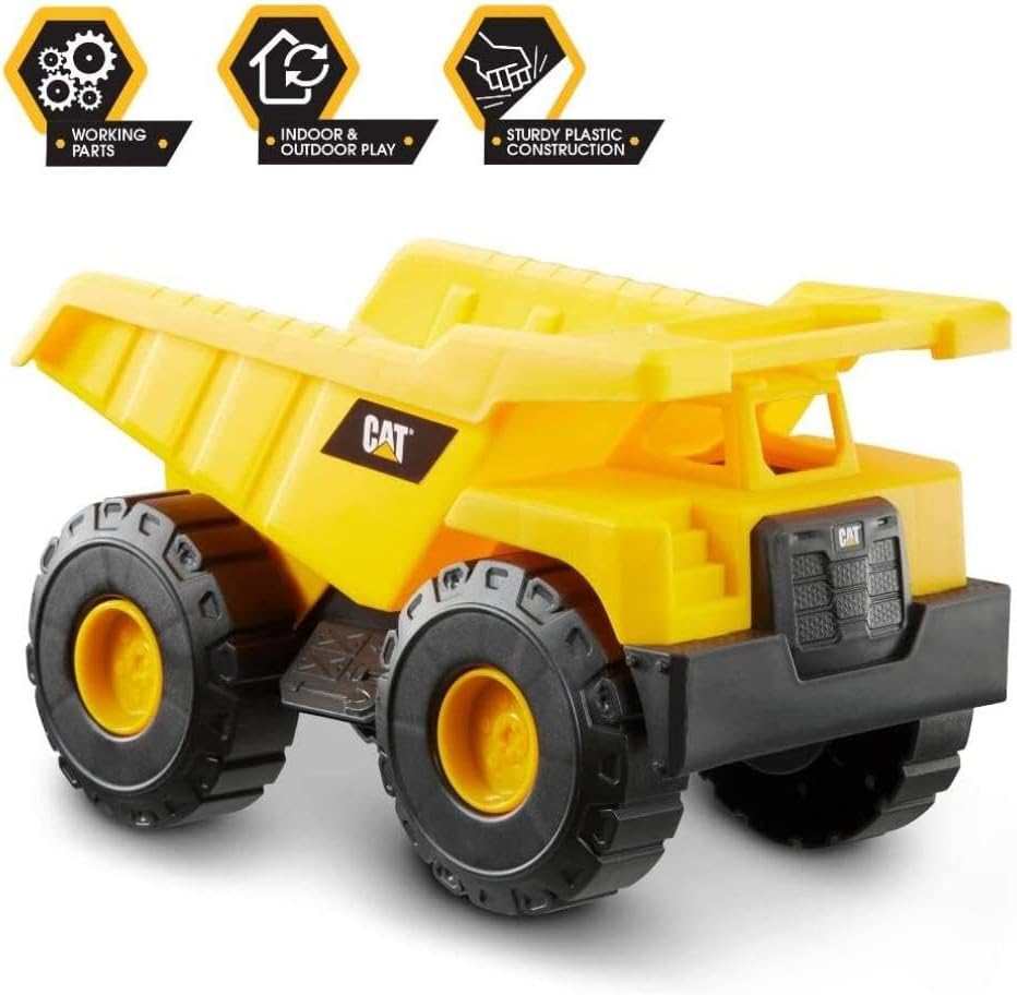 CAT Construction Toys, Construction Fleet 10" Dump Truck Toy - Heavy‑Duty Plastic, Working Tilting Bed & Free‑Rolling Wheels, Indoor/Outdoor Sandbox Truck for Toddlers & Kids Ages 2-6 - Image 6