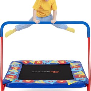 Goplus 36” Square Toddler Trampoline, Foldable Mini Trampoline for Kids, Indoor Outdoor Fitness Rebounder with Foam Covered Handle & Safety Padded Cover, Gift for Boys and Girls, Max Load 330LBS