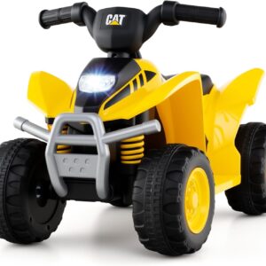 Licensed Caterpillar Kids ATV by OLAKIDS, 6V 4 Wheeler Battery Powered Motorized Quad with LED Headlight Horn, Toddlers Electric Vehicle Toy Car for Boys Girls Ages 1.5-3