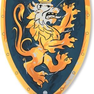 Liontouch – Noble Knight Foam Shield for Kids, Blue/Medium – Age 3-8 | Medieval Pretend Play Toy With Golden Lion Theme | Safe Battle Accessory For Dress Up & Costumes For Boys – 15.4 x 11.8 in