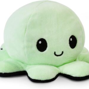 TeeTurtle Reversible Octopus Plushie 4-Inch Glow in the Dark Two-Sided Flip Plush Toy with Embroidered Details – Cute Mini Collectible Plush for Kids, Teens, and Adults