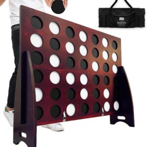 SWOOC Games – Premium XL Giant 4 in A Row (4ft x 3ft) All Weather with Carrying Case & 60% Quieter Design – Giant Connect Outdoor Game – Outdoor Games for Family – Jumbo Lawn Activity – Outside Fun