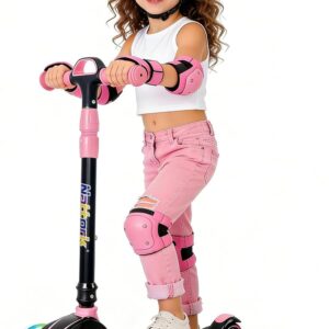 Nattork Kids Scooter for Age 3-8, Toddler Scooter with 4 Adjustable Height for Boys & Girls, Light Up 3-Wheels Foldable Kick Scooter, Lean to Steer, 120LB Weight Capacity