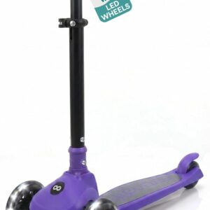 SereneLife Toddler Scooter, Adjustable Micro Scooter for Ages 2-5, Lightweight Kids 3 Wheel Design with LED Light-Up Wheels, Anti-Slip Deck & Lean-to-Steer Control, Indoor/Outdoor Use (Purple)