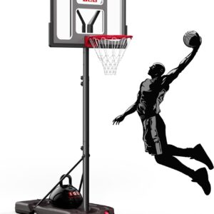 IGL Portable Basketball Hoop, 5.6-10FT Adjustable Basketball Goal System, 40/44 Inch Outdoor Basketball Hoop & Goals for Kids, Youth, and Adults in The Backyard, Driveway with PC Backboard