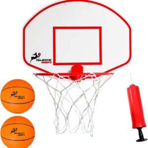 Majestic Hoops Mini Basketball Hoop – Indoor Basketball Hoop – Durable Plastic Basketball Hoop for Kids and Adults – No Assembling – Premium Basketball Game with Ball and Pump