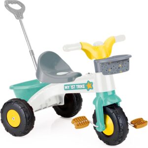 Dolu My First Trike Ride On Toddler Tricycle with Parent Handle, Horn and Durable Plastic Construction for Kids Ages 2 to 5, Indoor and Outdoor Play