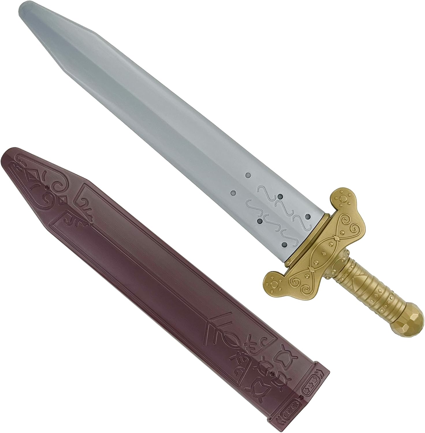GiftExpress 19" Plastic Roman Toy Sword with Sheath – Pretend Play Dagger Nordic for Knight, Viking, and Roman Warrior Costumes