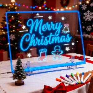 Led Note Board with Colors,Acrylic Dry Erase Board with Light,Acrylics Light Up Drawing Board,Rewritable Led Acrylic Drawing Board with 7 Color Markers (B-11.8 inch x 7.8 inch)