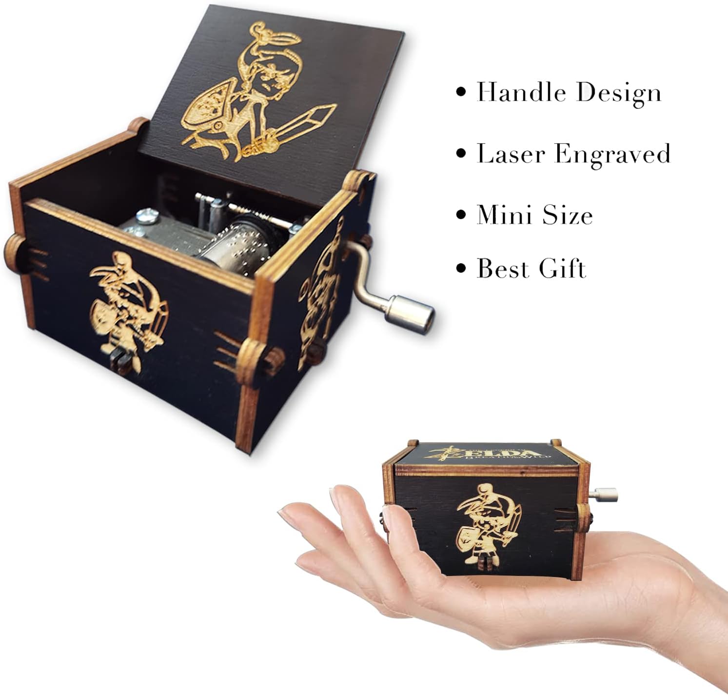 Bolunlun Zeldaa music box, wooden hand crank music box, wooden toys for anime fans, gifts for boyfriends and kids, Valentine's Day, birthday, Halloween and Christmas. (Zeldaa song) - Image 4