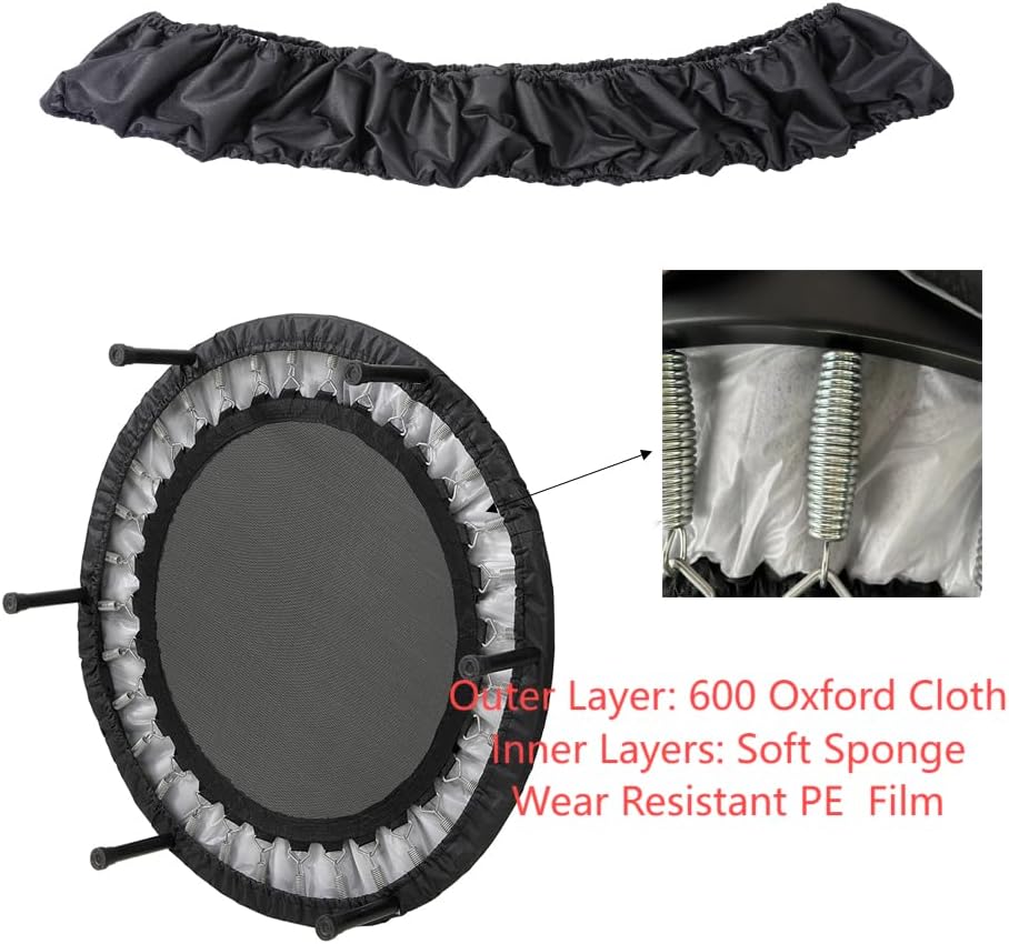 Mini Trampoline Spring Cover 36 38 40 Inch Small Trampoline Replacement Safety Pad Serviceable Trampoline Parts Parts for Kids Men Women Indoor Home Fitness (Black, 36") - Image 4