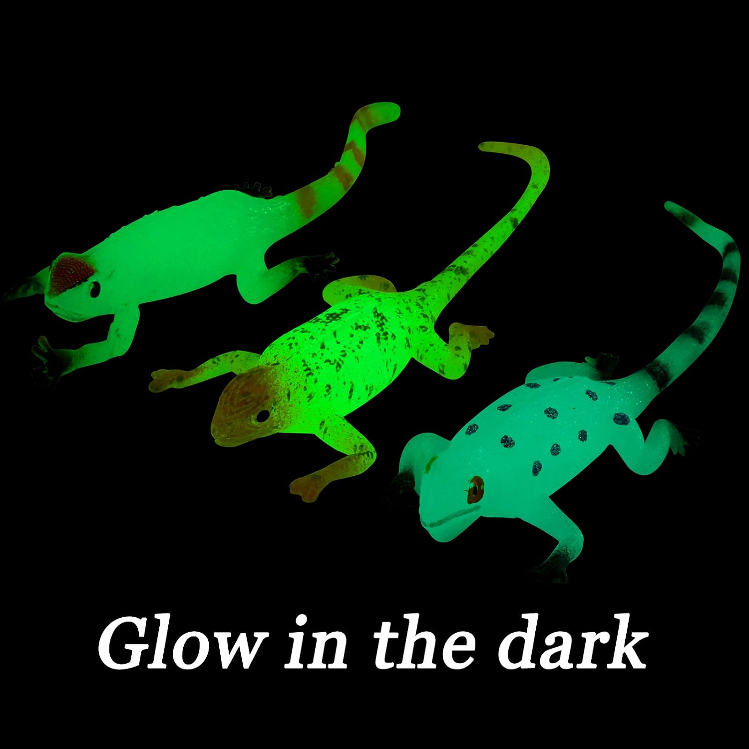 Glow in The Dark Lizard Set,12 Pack Stretchy Realistic Reptile Toy Set for for Kids Boys Girls,Great for Birthday,Themed Parties,Goodie Bag Fillers,Carnival Prizes - Image 3