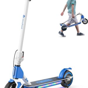 isinwheel S4 Electric Scooter for Kids Ages 6-14, 200W Foldable Kids Electric Scooter with 3 Speeds (5/8/12 Mph), LED Display, Colorful Lights, Gift for Kid