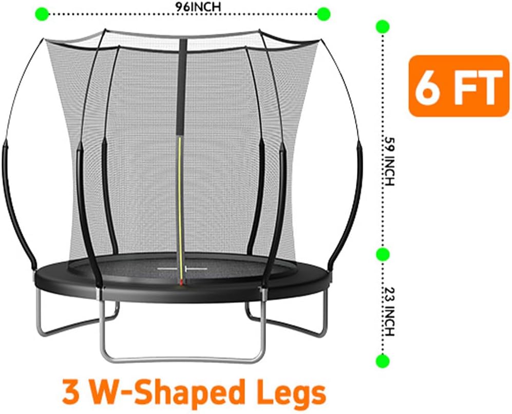 6FT 8FT 10FT 12FT 14FT Springfree Trampolines with LED Lights, Sprinkler, Music Speaker and Socks, ASTM Approved Outdoor Trampoline for Kids and Adults, Backyard Trampoline with Curved Poles - Image 7