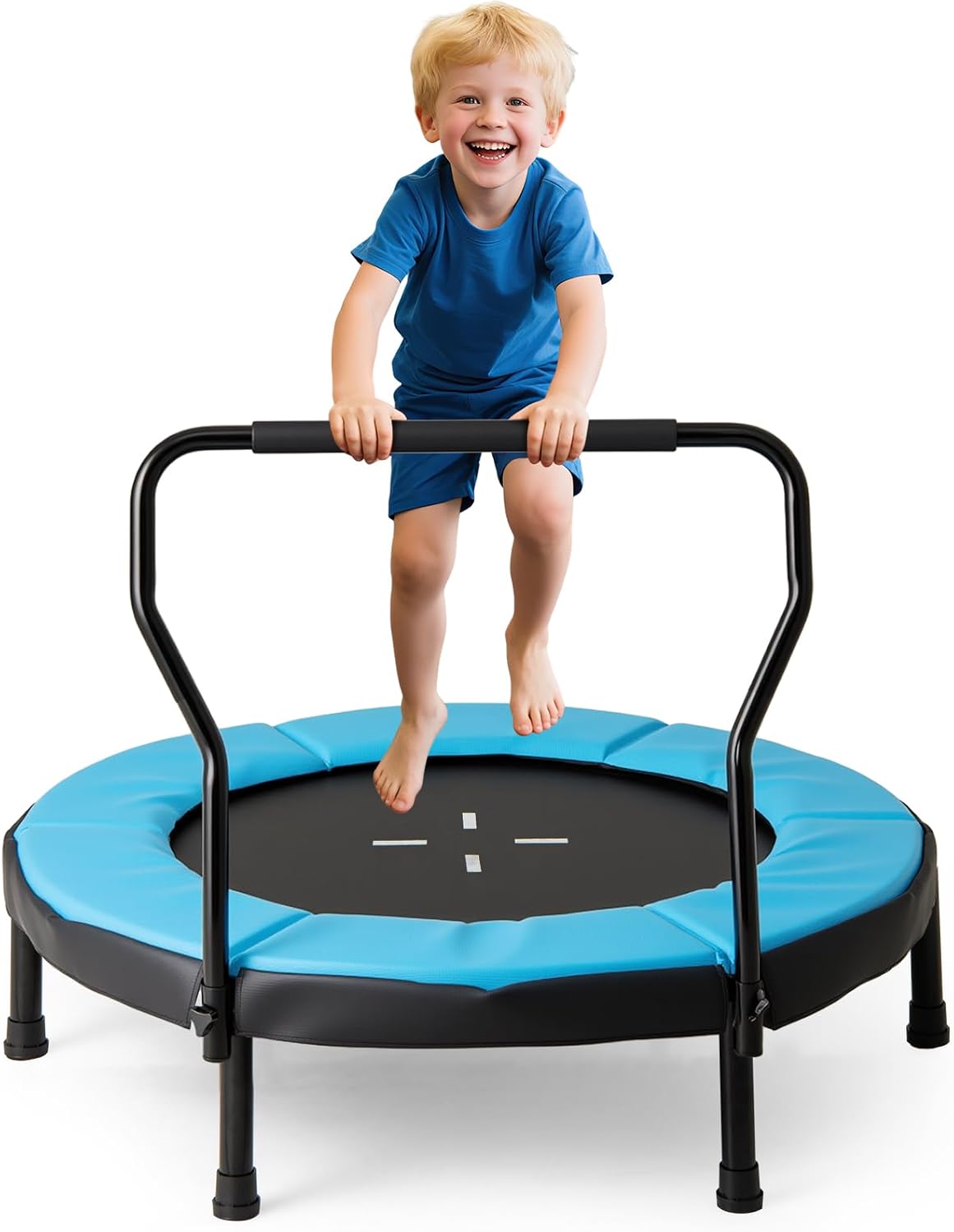 Goplus 40" Mini Trampoline for Kids, Indoor/Outdoor Fitness Trampoline with Foam Handlebar & Safety Pad, Home Workout Equipment for 3-6 Years Old Toddlers, Gift for Boys & Girls