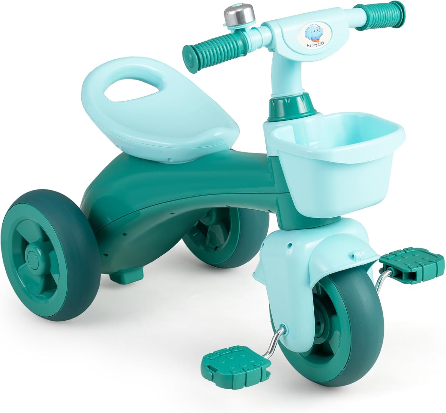 BABY JOY Toddler Bike, Kids Tricycle with Front & Rear Storage Basket, Ergonomic Seat, Non-Slip Handle and Fun Bell, Children Trike for Boys Girls Indoor Outdoor Play (Green)