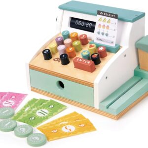 Tender Leaf Toys – General Stores Till Comprehensive Wooden Shop Play Set with Scanner Inspires Creative and Imaginative Roleplay Age 3+