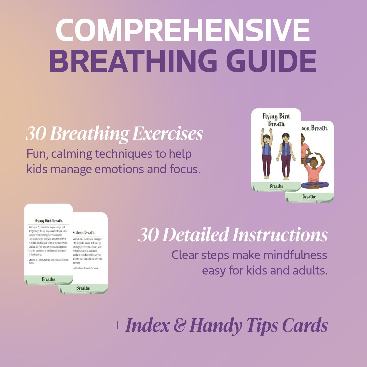 Breathing Exercise Cards for Kids, Deck for Classroom, Calm Down Corner Kit, Sensory Room, Social Emotional Yoga Games for Kids, Mindfulness Tools for Play Therapy, or Relaxation - Image 6
