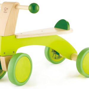 Hape Scoot Around Ride On Wood Bike | Award Winning Four Wheeled Wooden Push Balance Bike Toy for Toddlers with Rubberized Wheels, Bright Green