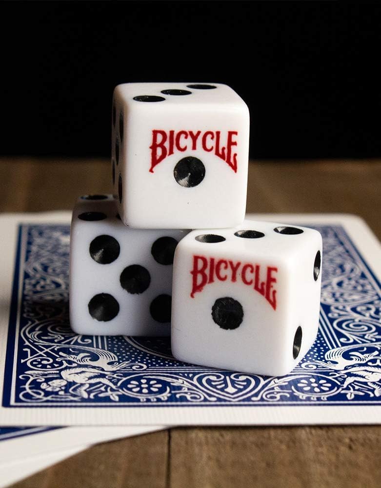 Bicycle 5x Dice Set, Six Sided D6 Dice, Standard Game Classic White and Black Die, 5 Count, 16 mm | lawn-game-equipment - Image 5